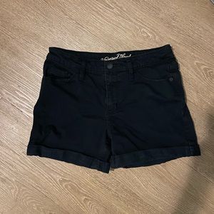 Black Mid Rise Shorts